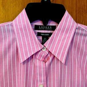 Ladies pink and white Ralph Lauren blouse. Size S/P